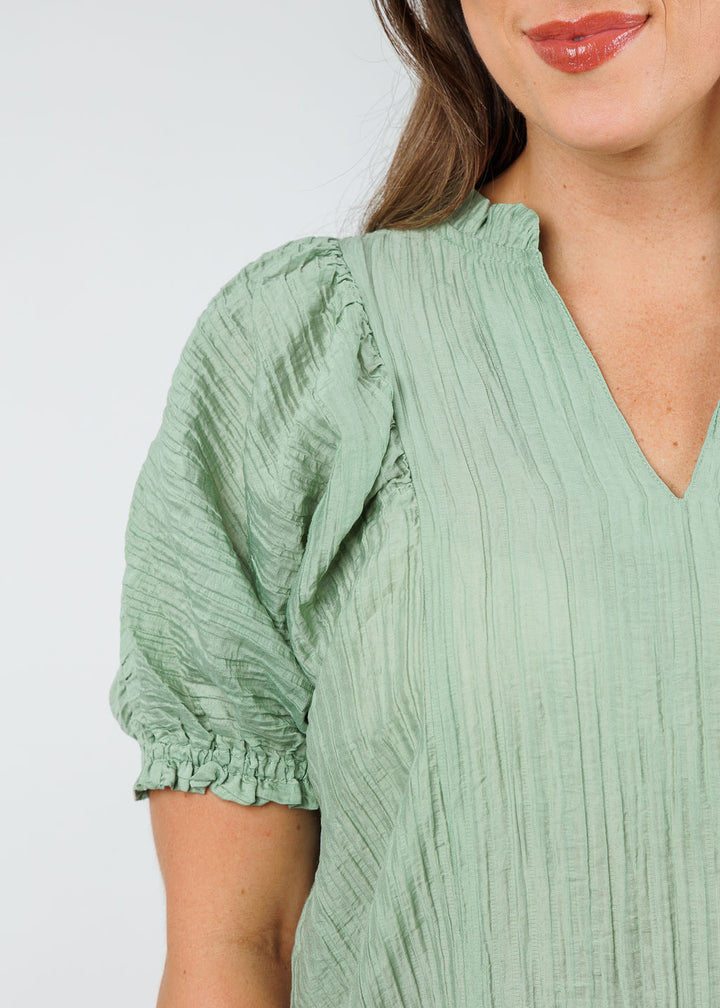 BK Puff Sleeve Top in Sage Green available at Barbara Katz