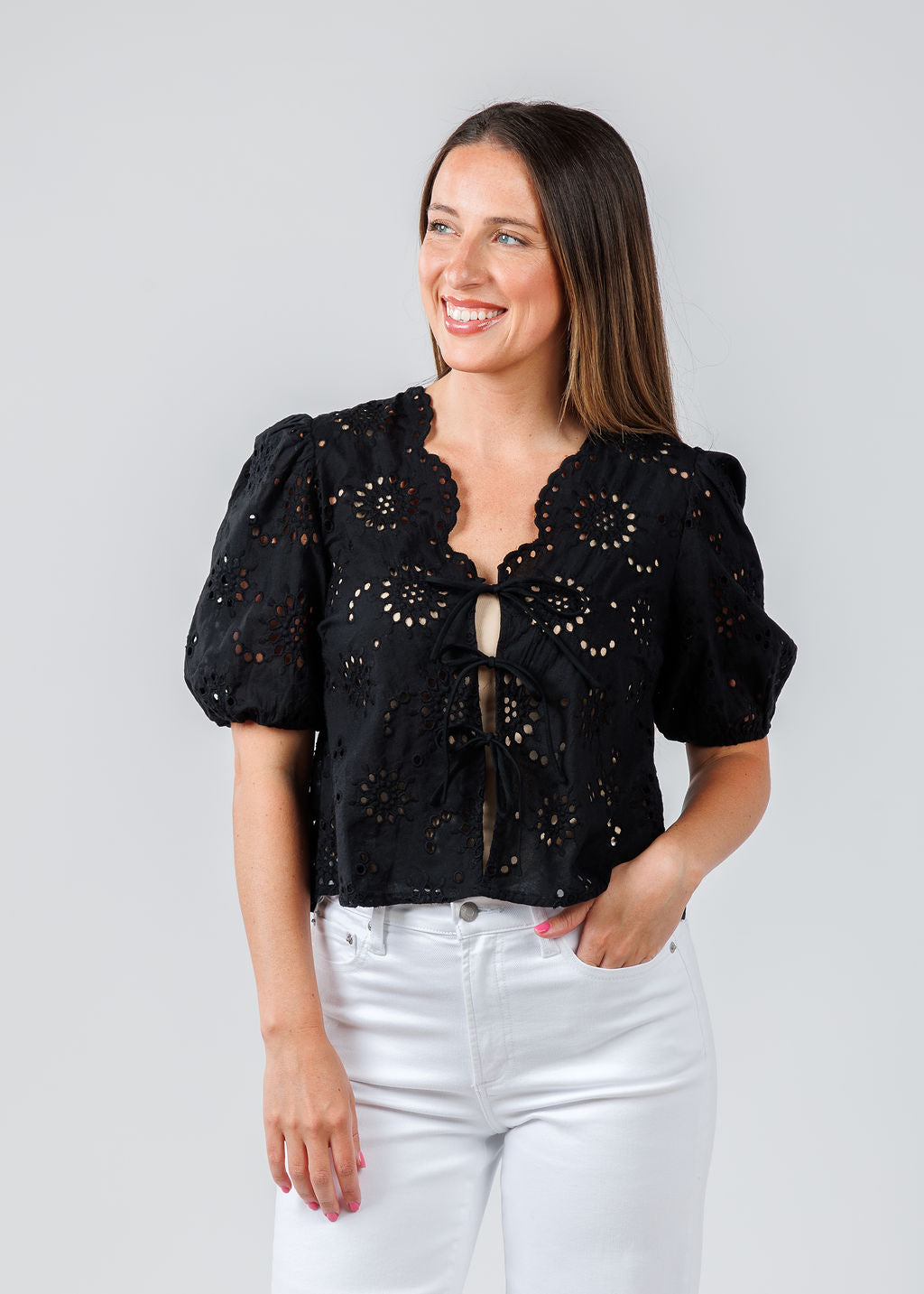 BK Roxana Top in Black available at Barbara Katz