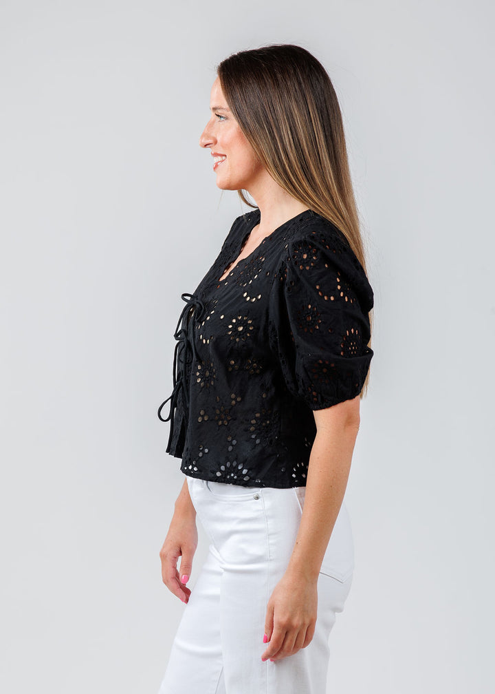 BK Roxana Eyelet Top in Black available at Barbara Katz