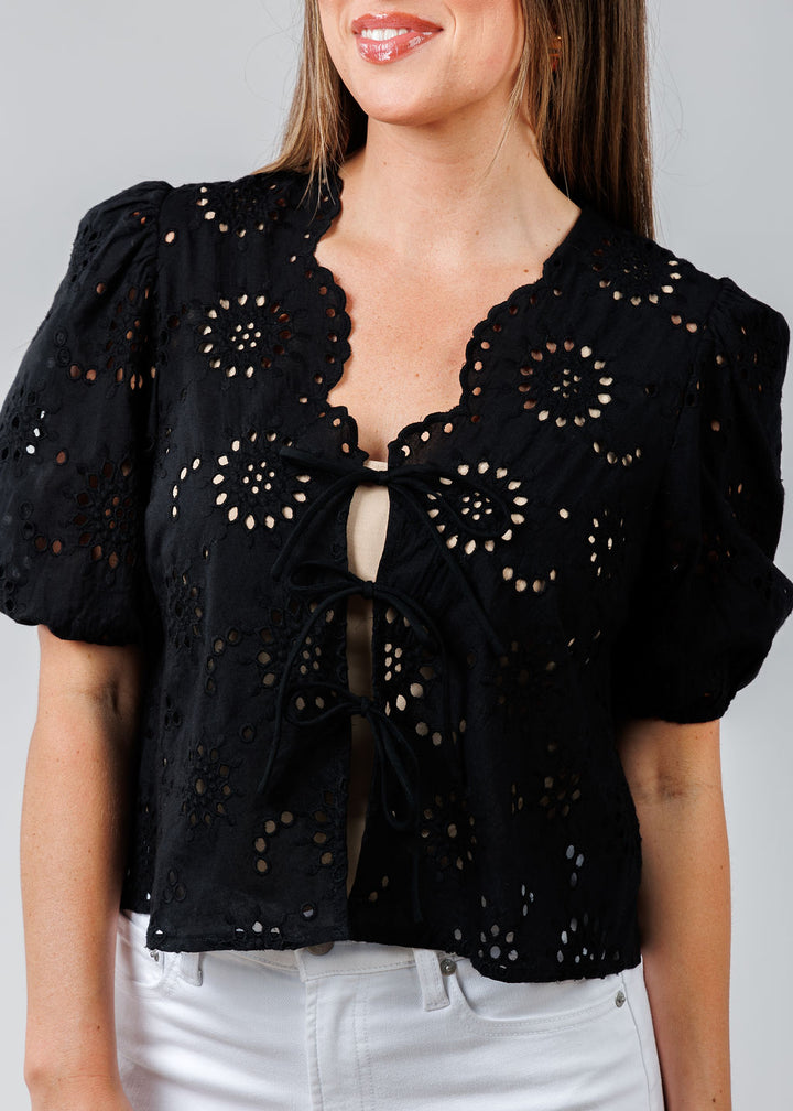 BK Roxana Tie-Front Top in Black available at Barbara Katz