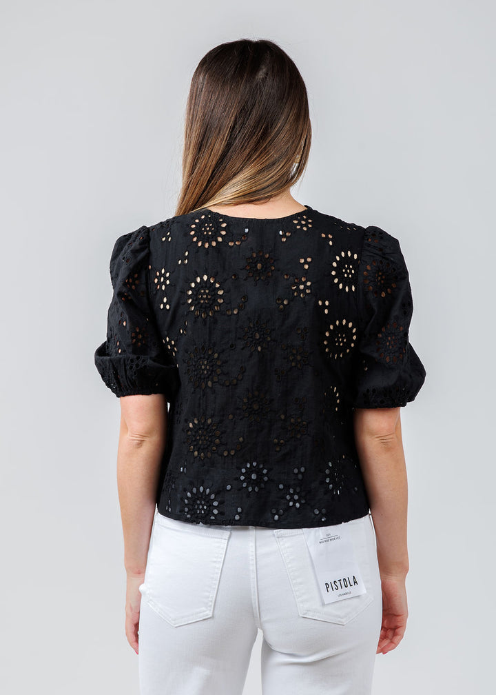 BK Roxana Eyelet Top in Black available at Barbara Katz