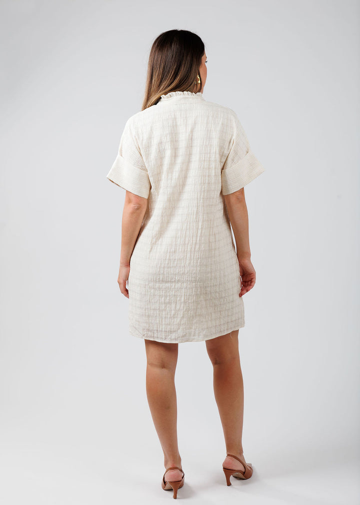 BK Textured Short Sleeve Dress in Cream available at Barbara Katz