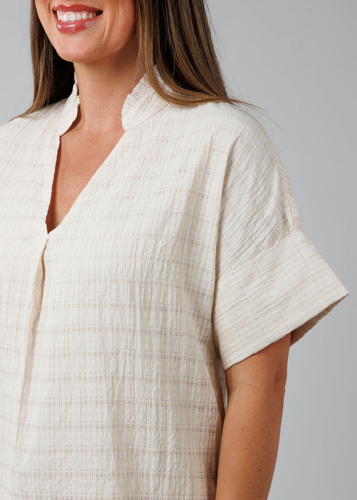 BK Textured Short Sleeve Dress in Cream available at Barbara Katz