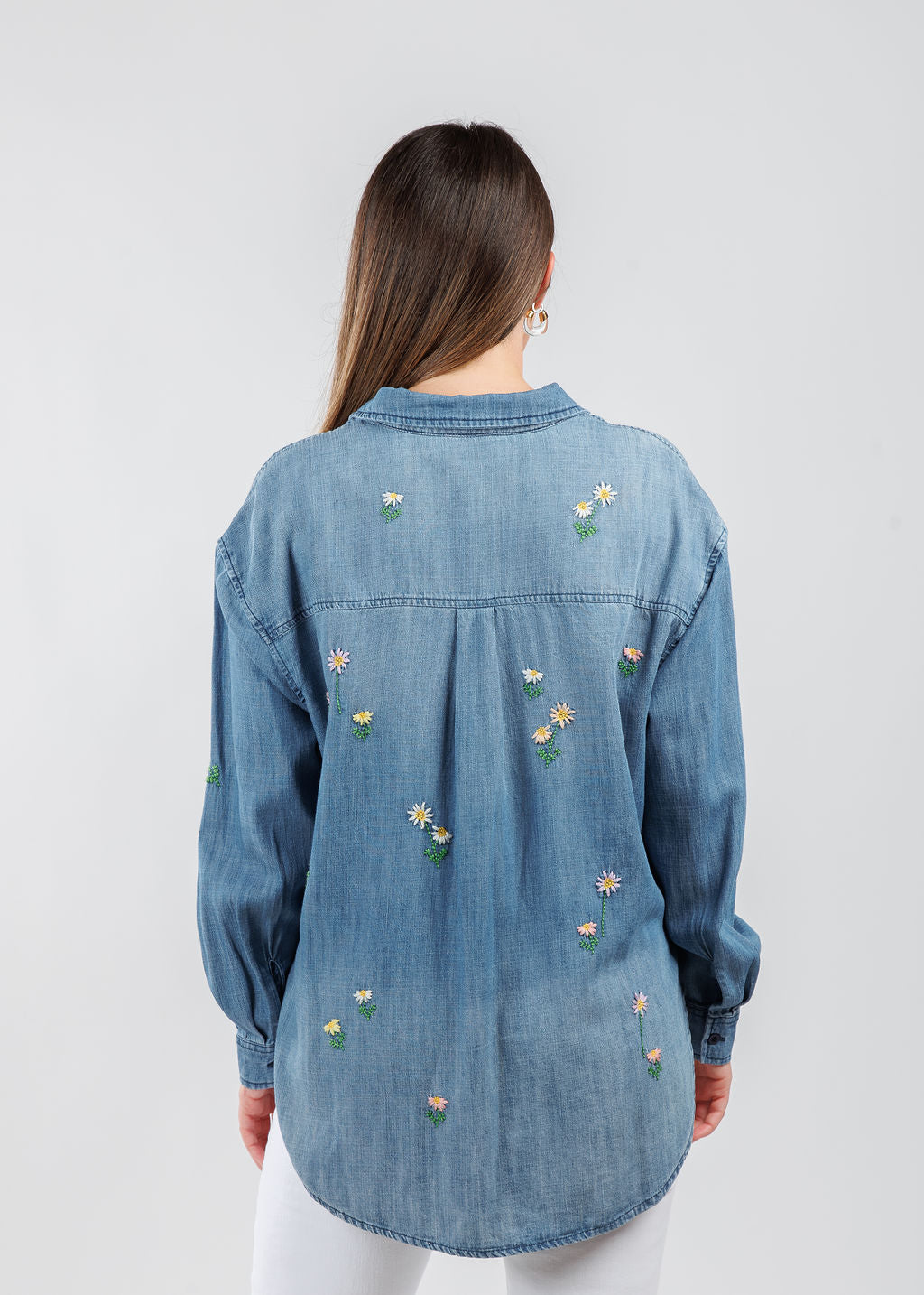 BK Vintage Embroidered Denim Shirt vailable at Barbara Katz