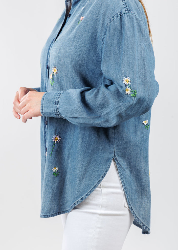 BK Vintage Embroidered Denim Shirt vailable at Barbara Katz