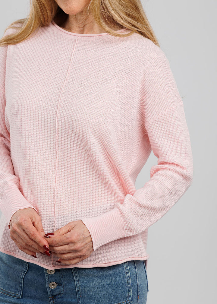 BK Waffle Seam Sweater in Petal available at Barbara Katz