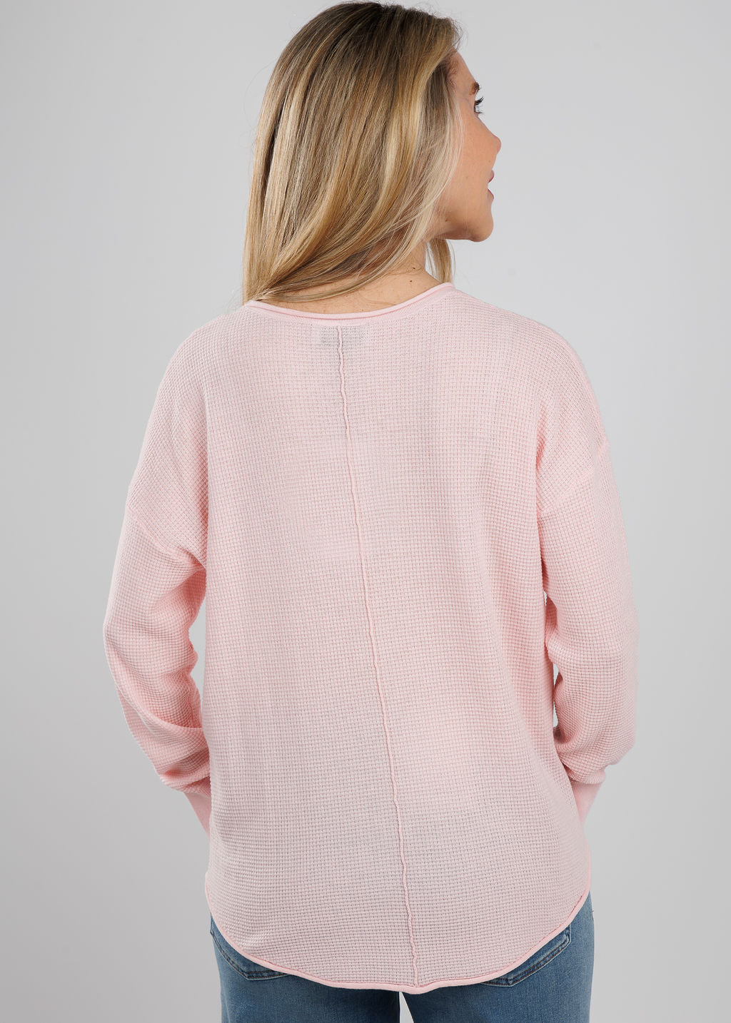 BK Waffle Seam Sweater in Petal available at Barbara Katz