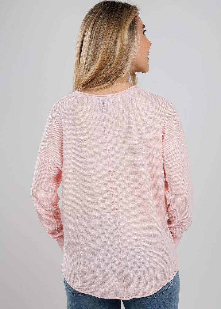 BK Waffle Seam Sweater in Petal available at Barbara Katz