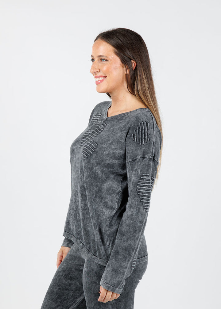 BK Amelia Puff Heart Sweater in Charcoal available at Barbara Katz