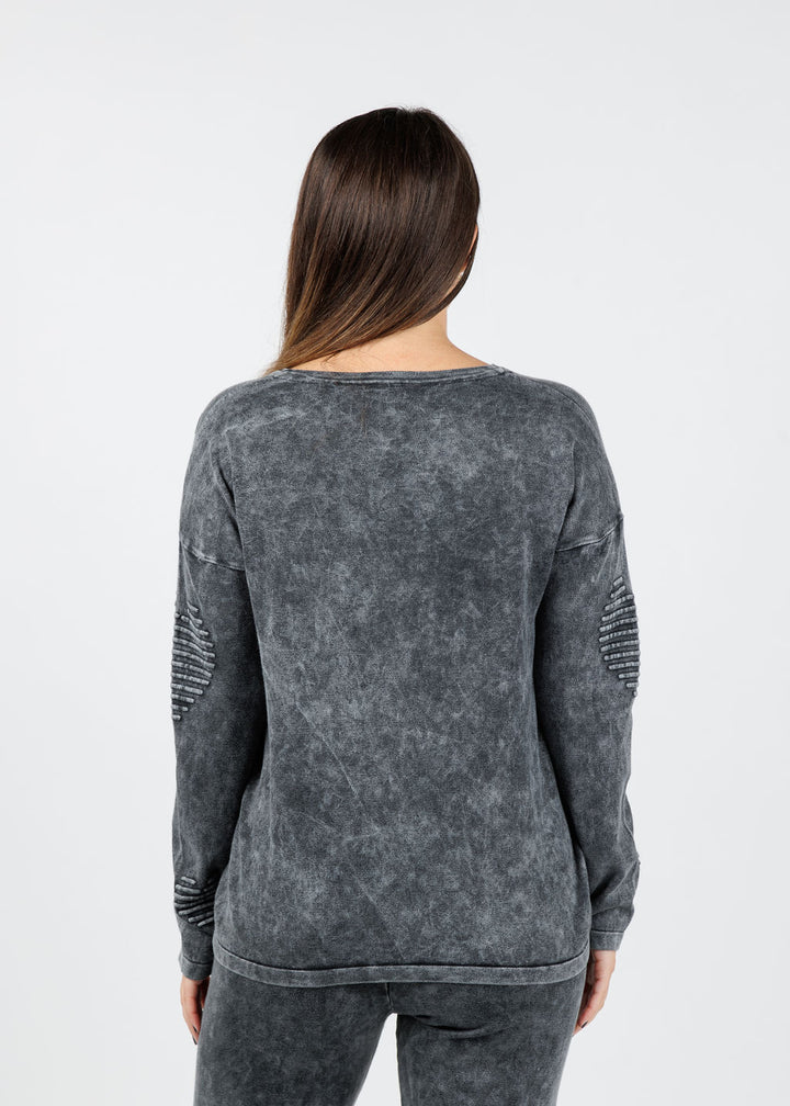 BK Amelia Puff Heart Sweater in Charcoal available at Barbara Katz