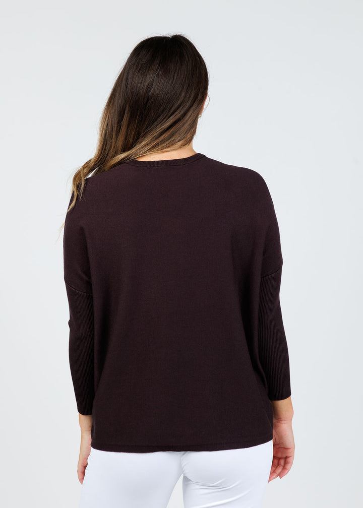 Bodie Boxy Crew Sweater - Bitter Chocolate