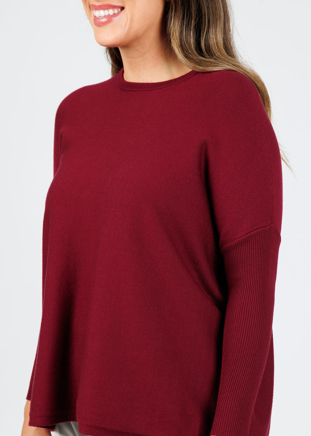 Bodie Boxy Crew Sweater - Dark Cherry