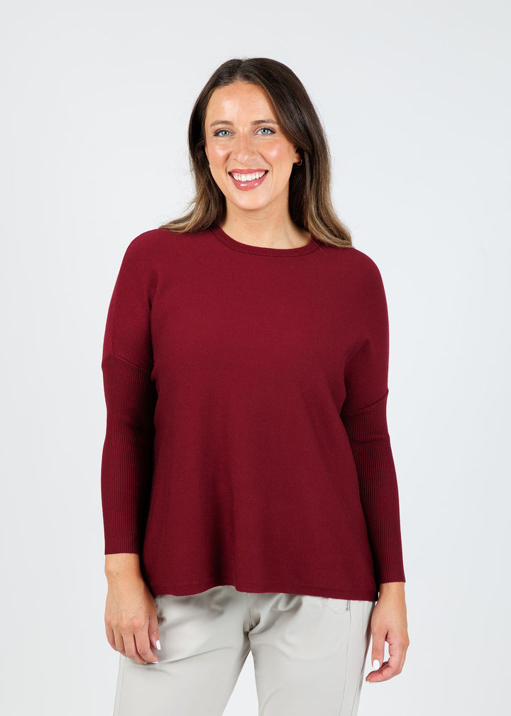 Bodie Boxy Crew Sweater - Dark Cherry