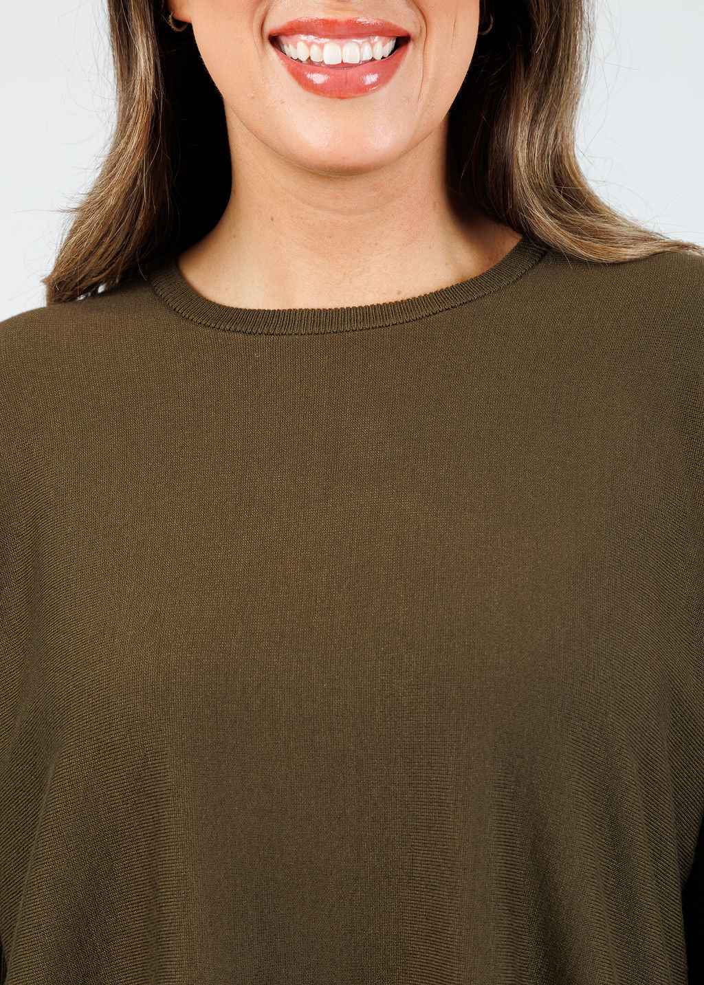 BK Bodie Boxy Crew Sweater in Olive Night available at Barbara Katz