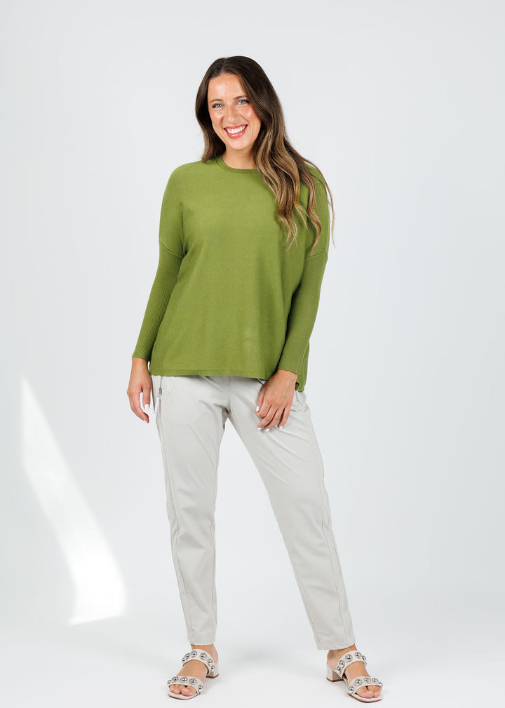 BK Bodie Boxy Crew Sweater in Palm available at Barbara Katz