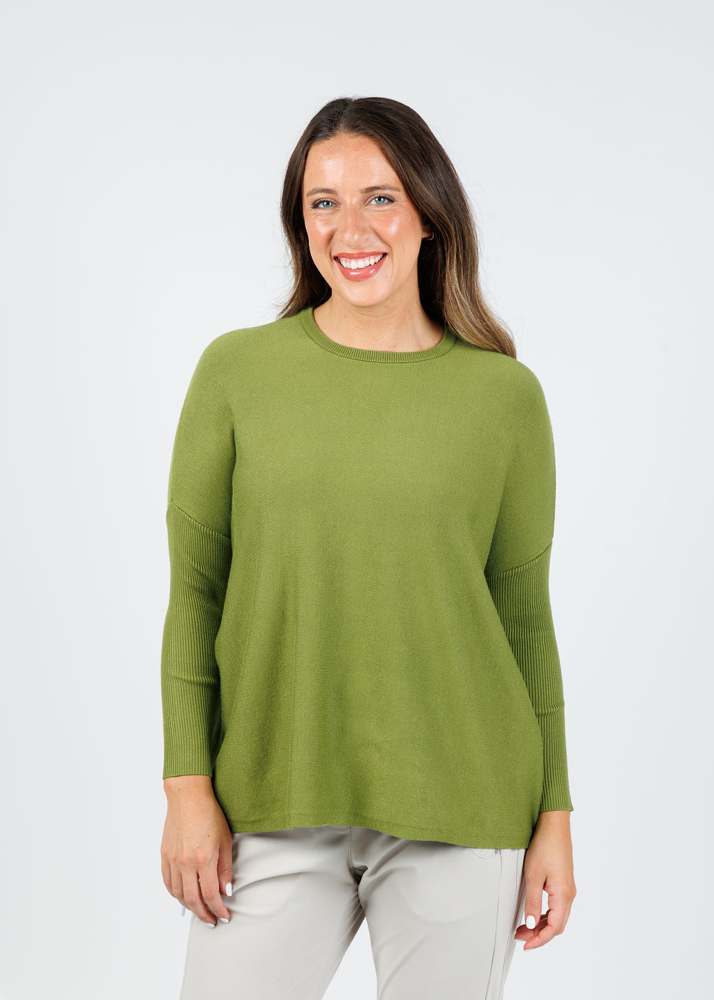 BK Bodie Boxy Crew Sweater in Palm available at Barbara Katz