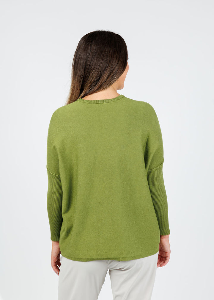 BK Bodie Boxy Crew Sweater in Palm available at Barbara Katz