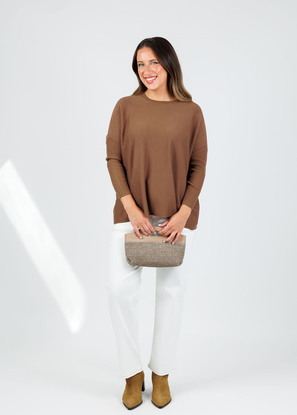BK Bodie Boxy Crew Sweater in Wood available at Barbara Katz