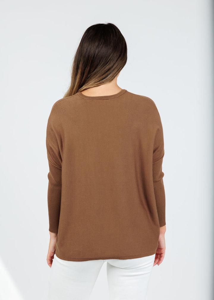 BK Bodie Boxy Crew Sweater in Wood available at Barbara Katz