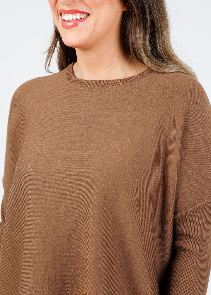 BK Bodie Boxy Crew Sweater in Wood available at Barbara Katz
