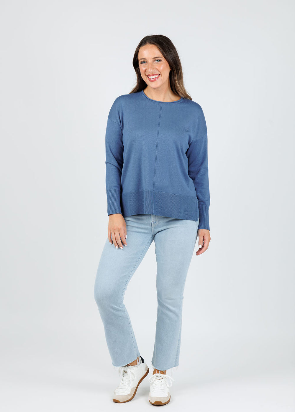 BK Crissy Center Seam Sweater in Colony Blue available at Barbra Katz