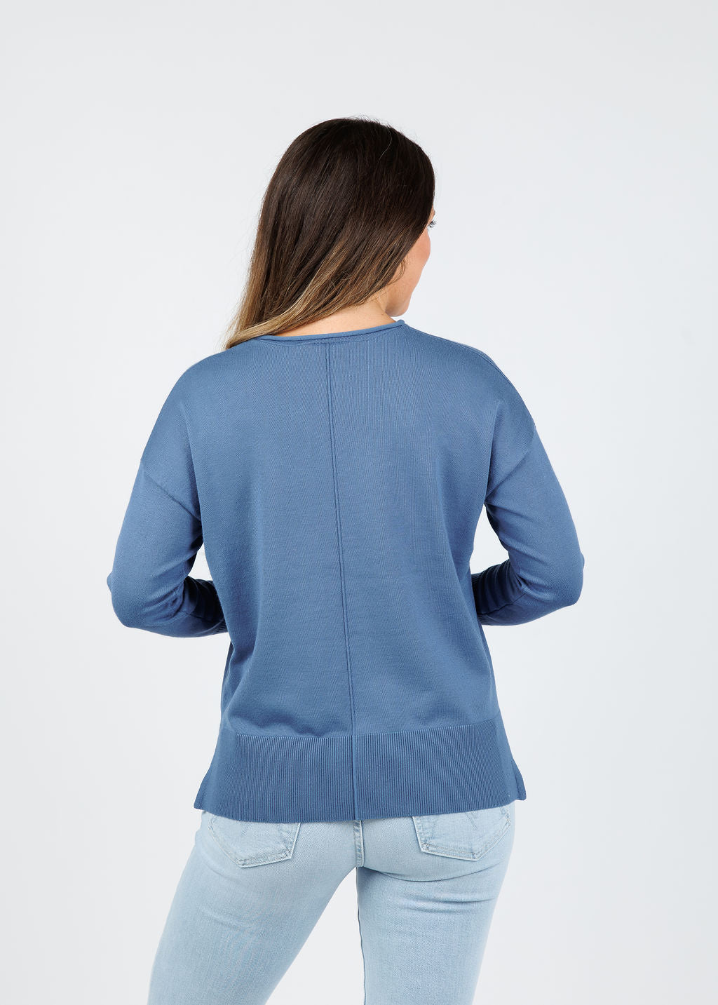 BK Crissy Center Seam Sweater in Colony Blue available at Barbra Katz