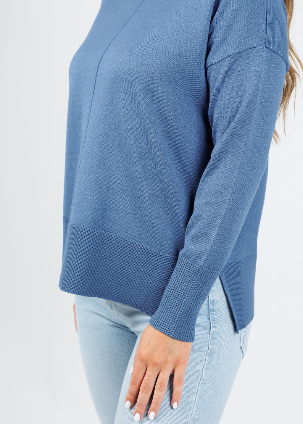 BK Crissy Center Seam Sweater in Colony Blue available at Barbra Katz