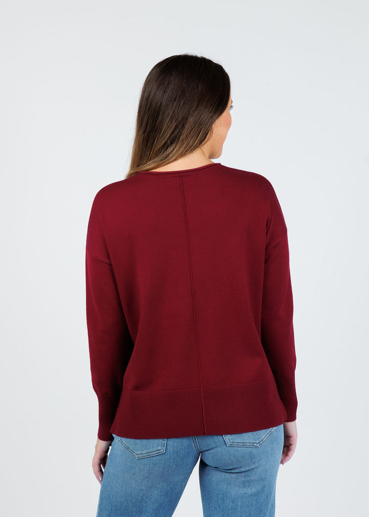 BK Crissy Center Seam Sweater in Dark Cherry available at Barbra Katz