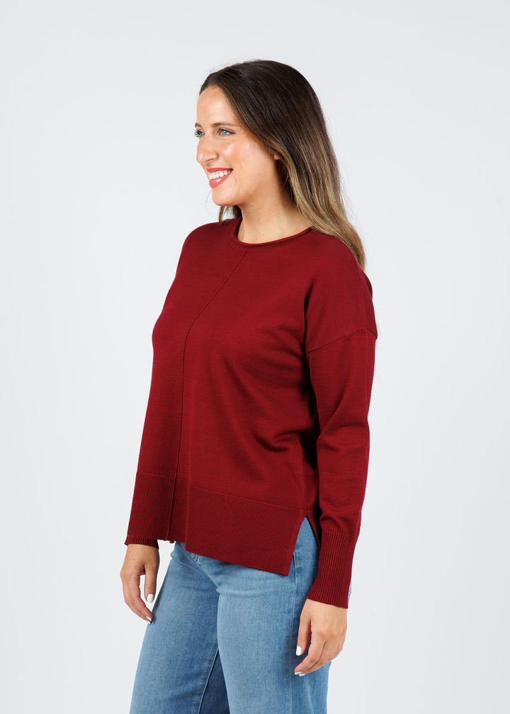 BK Crissy Center Seam Sweater in Dark Cherry available at Barbra Katz