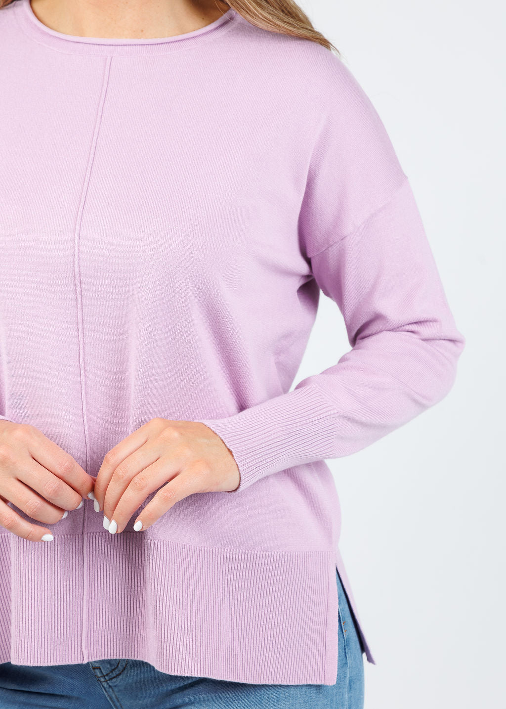 Crissy Center Seam Sweater - Lilac
