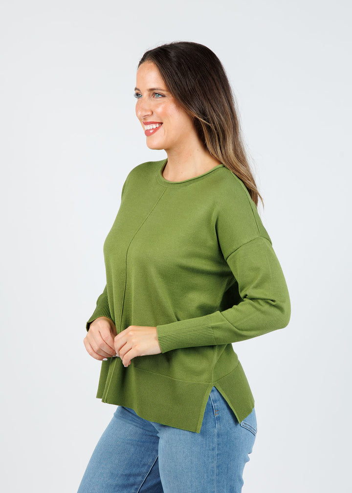 BK Crissy Center Seam Sweater in Palm available at Barbara Katz