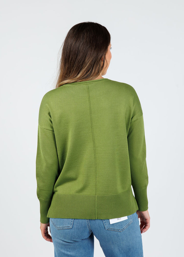 BK Crissy Center Seam Sweater in Palm available at Barbara Katz