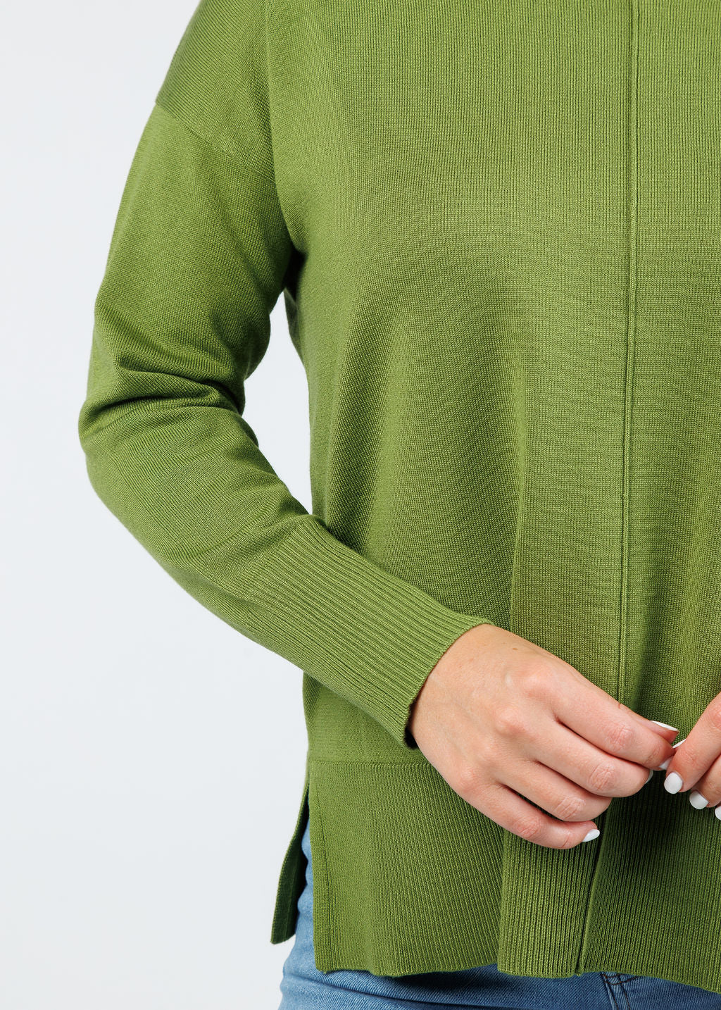 BK Crissy Center Seam Sweater in Palm available at Barbara Katz