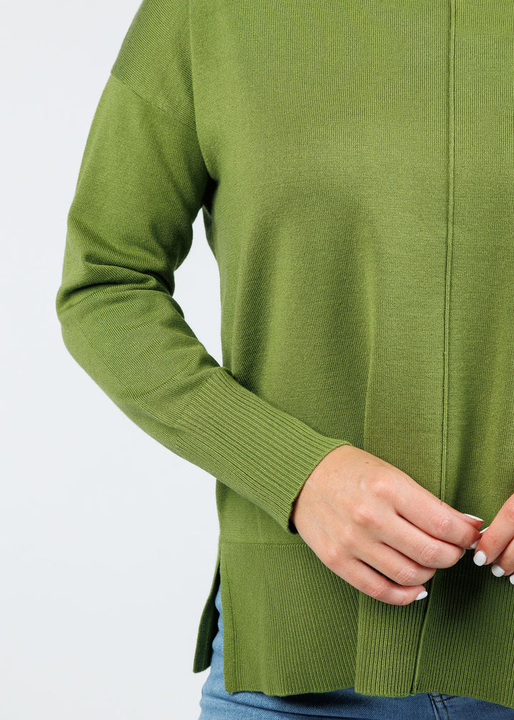 BK Crissy Center Seam Sweater in Palm available at Barbara Katz