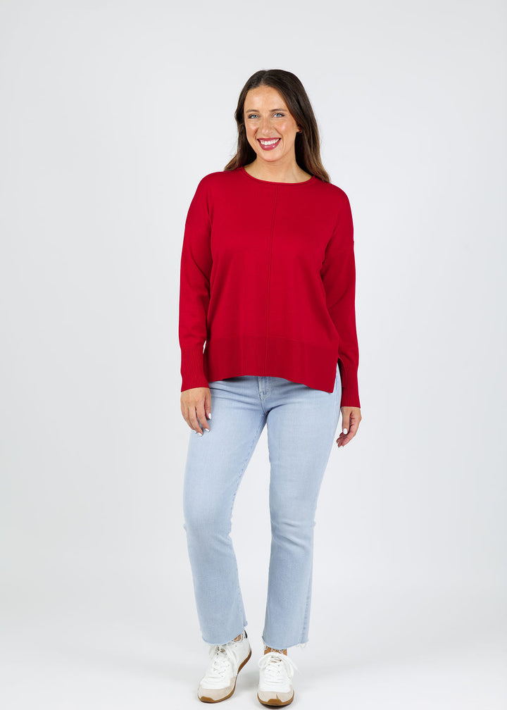 BK Crissy Center Seam Sweater in Tulip Red available at Barbara Katz