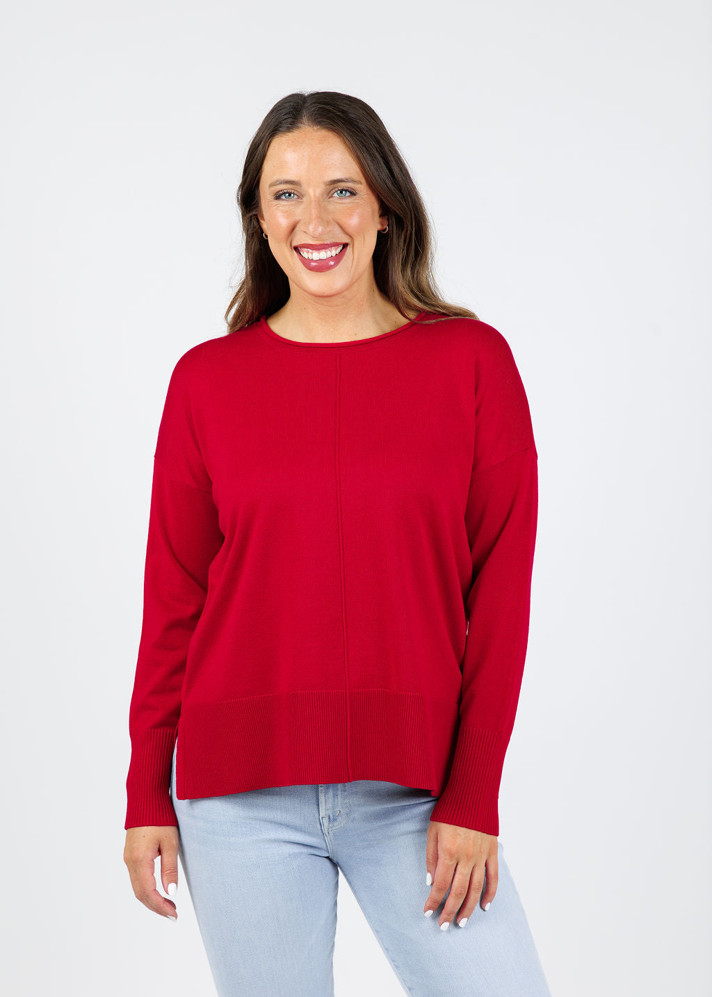 BK Crissy Center Seam Sweater in Tulip Red available at Barbara Katz