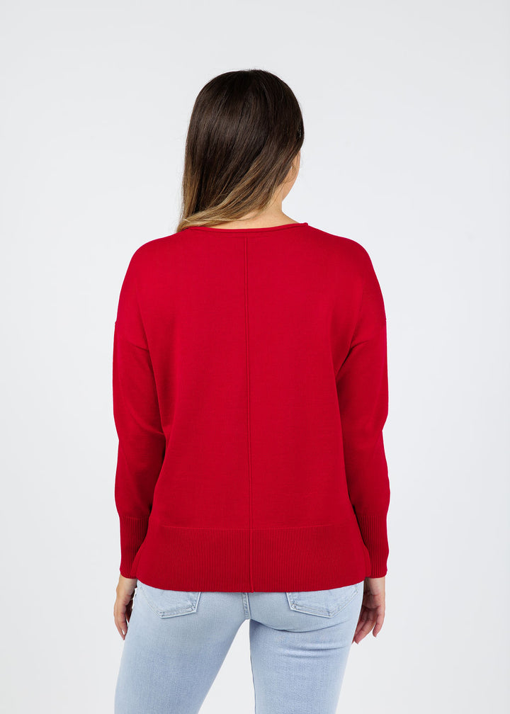 BK Crissy Center Seam Sweater in Tulip Red available at Barbara Katz