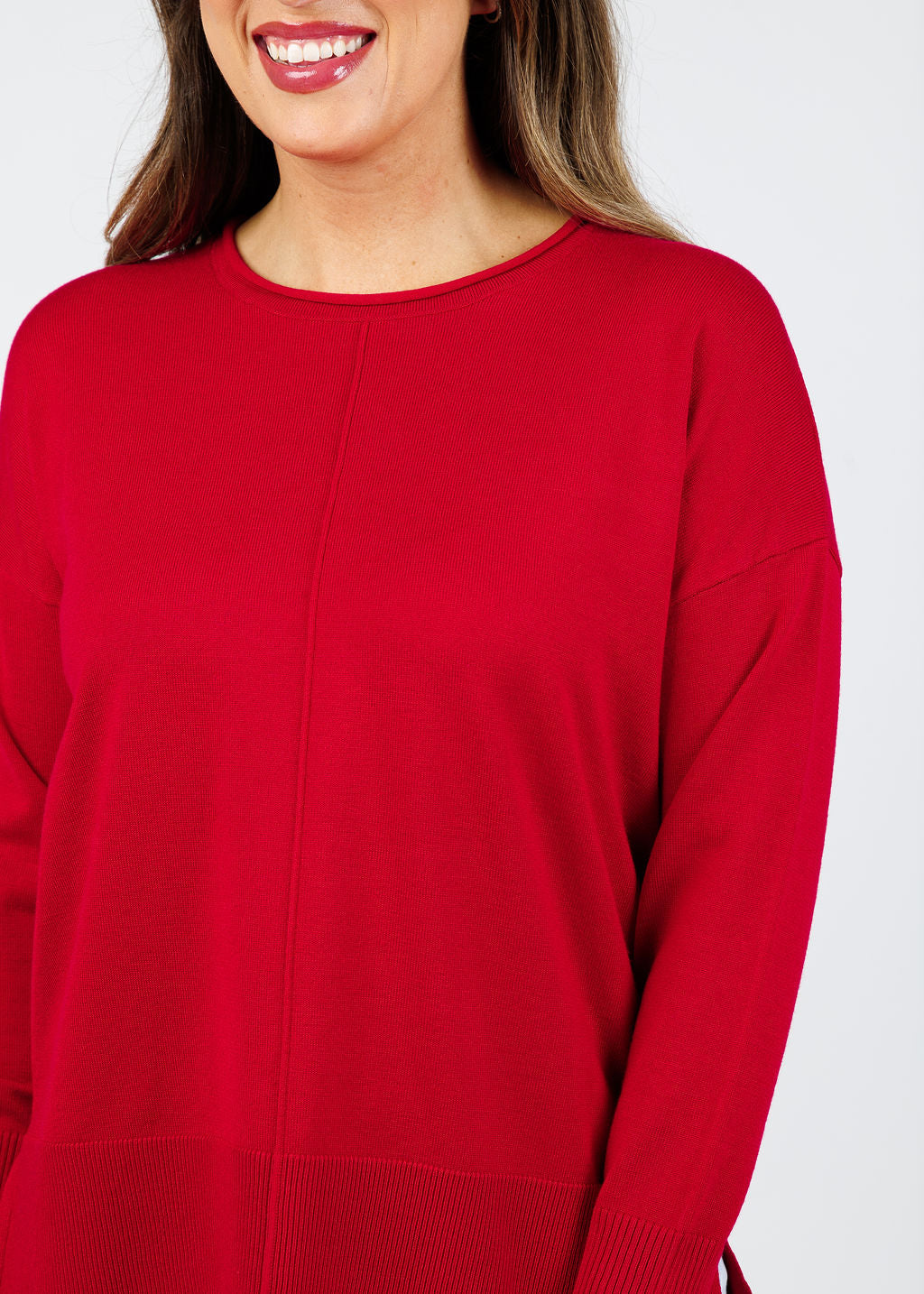 BK Crissy Center Seam Sweater in Tulip Red available at Barbara Katz
