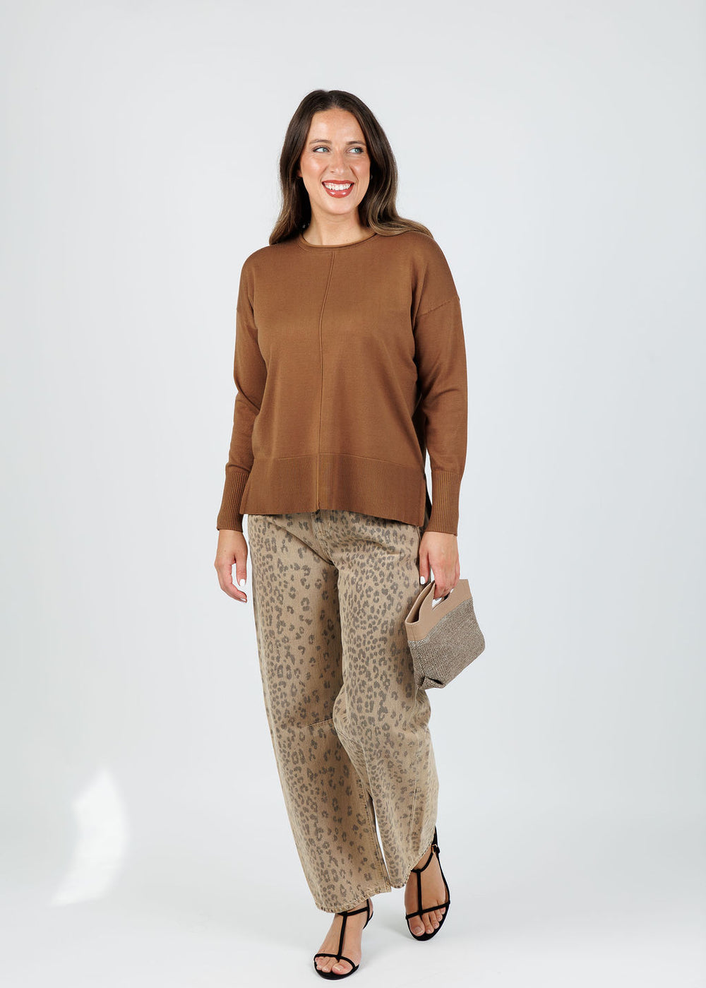 BK Crissy Center Seam Sweater in Wood available at Barbara Katz