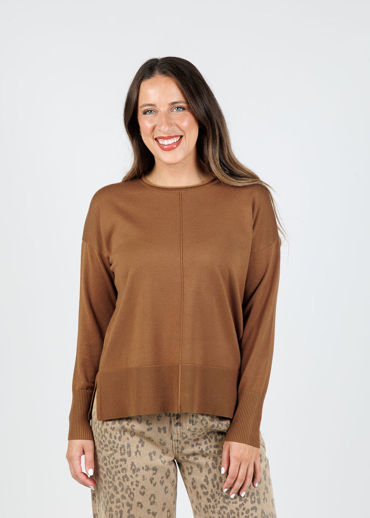 BK Crissy Center Seam Sweater in Wood available at Barbara Katz