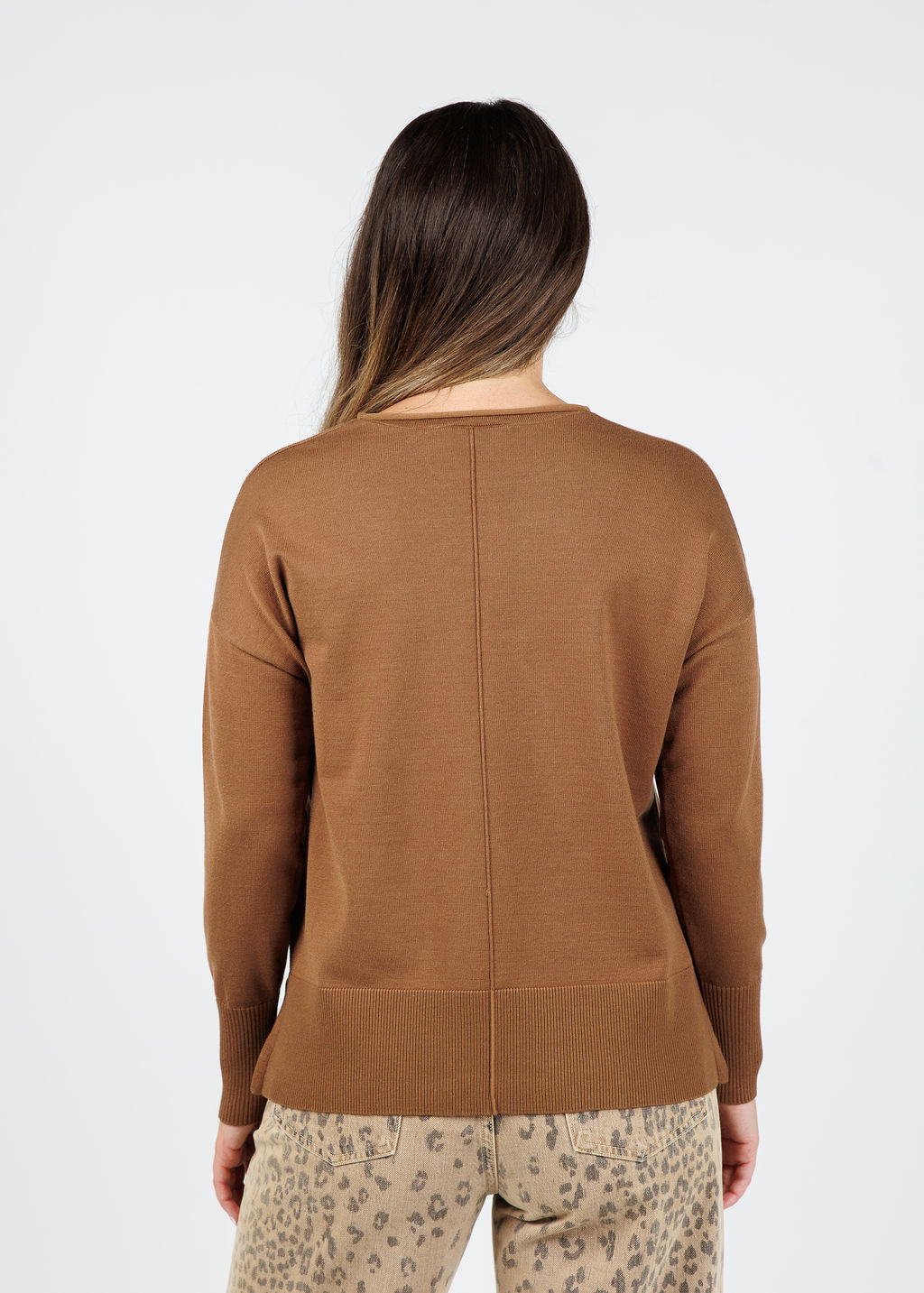 BK Crissy Center Seam Sweater in Wood available at Barbara Katz