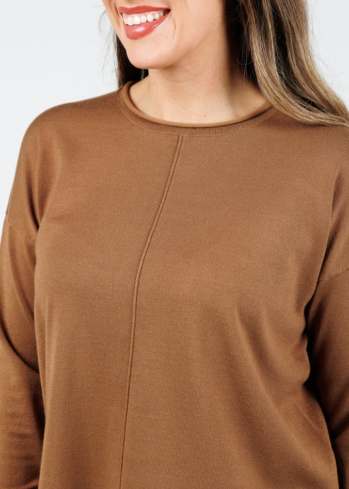BK Crissy Center Seam Sweater in Wood available at Barbara Katz