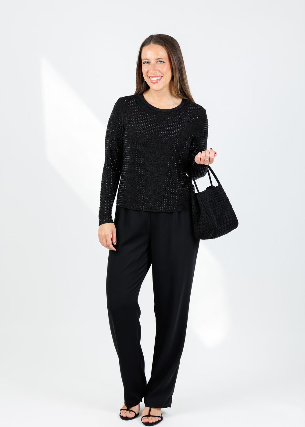 BK Griselle Grommet Stud Top in Black available at Barbara Katz