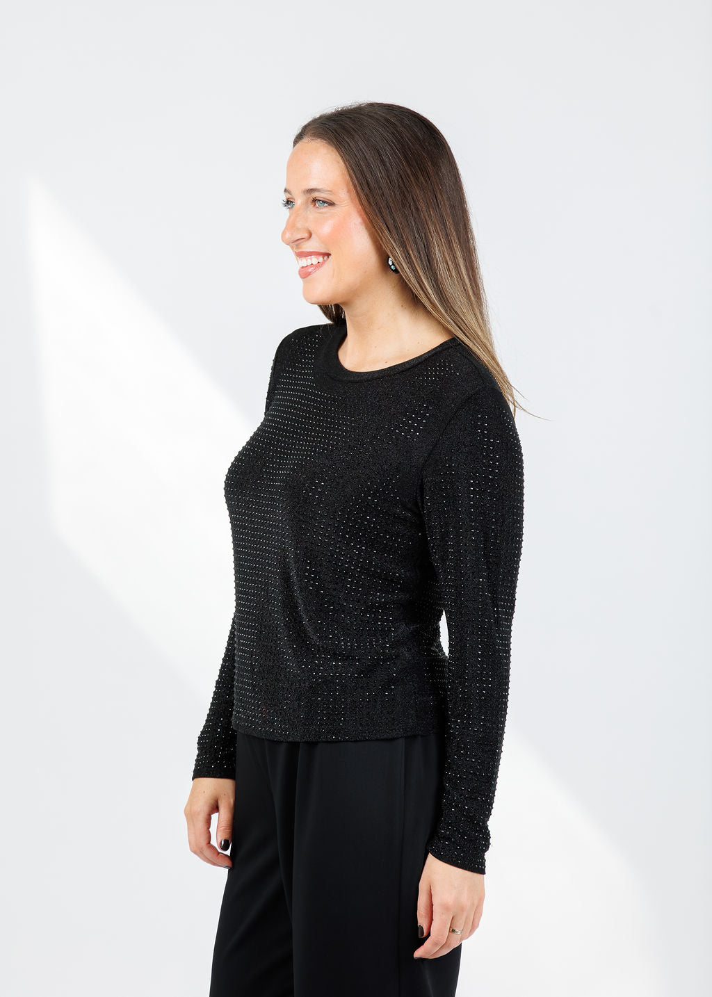 BK Griselle Grommet Stud Top in Black available at Barbara Katz