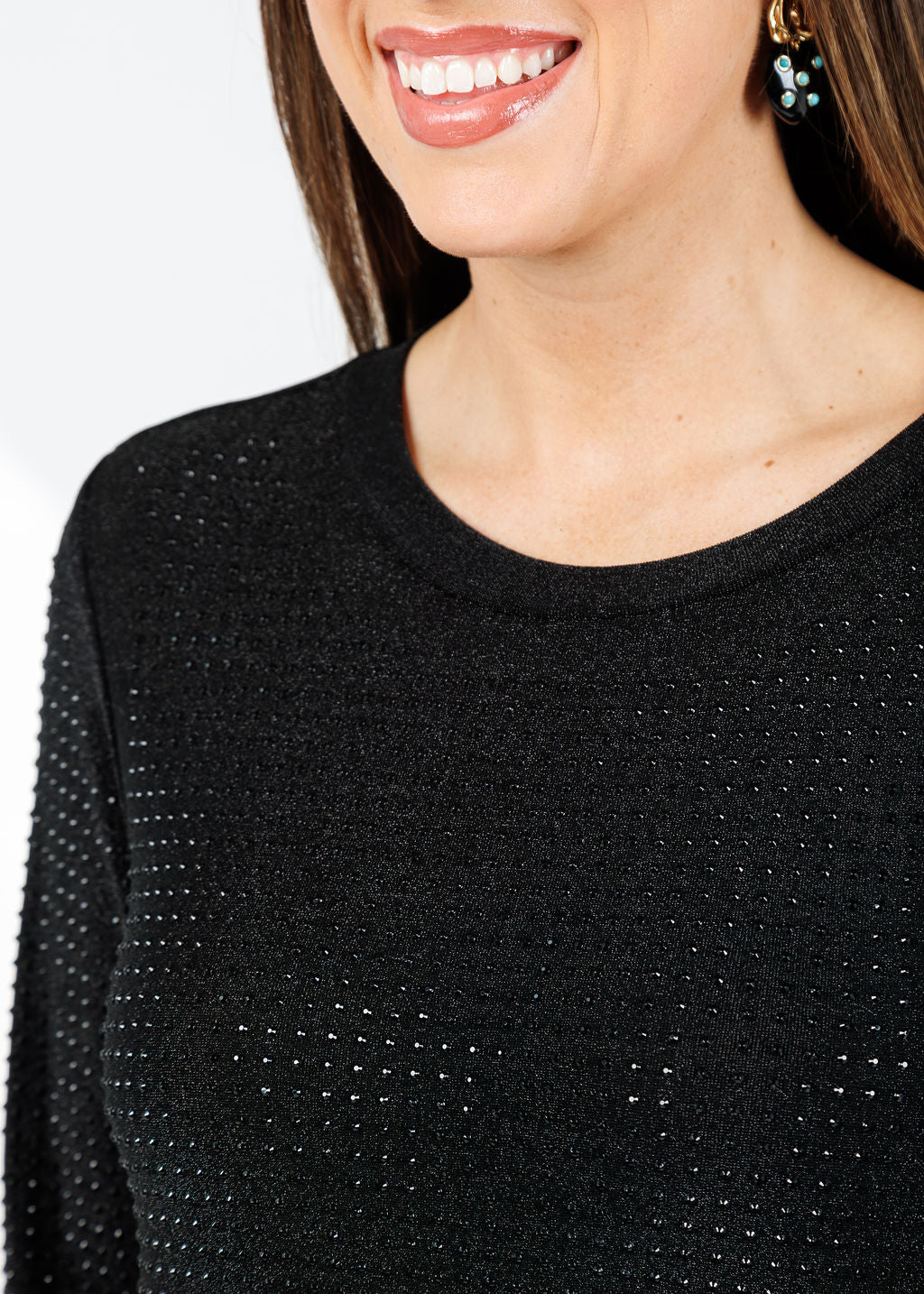 BK Griselle Grommet Stud Top in Black available at Barbara Katz