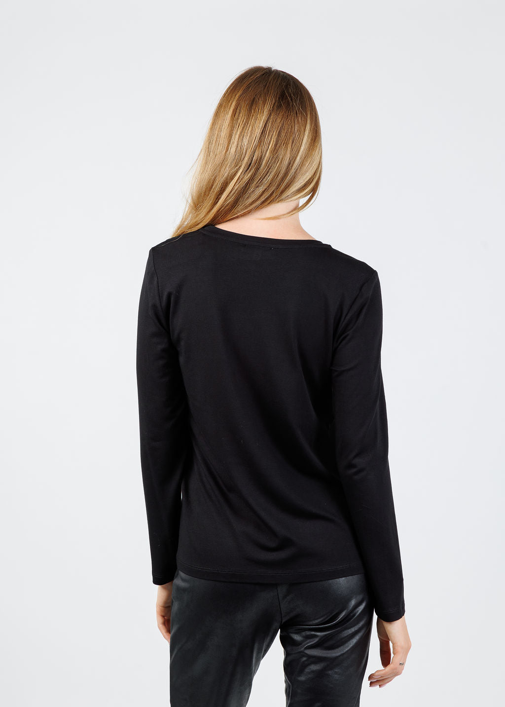 BK Leather Suede Combo Top in Black available at Barbara Katz