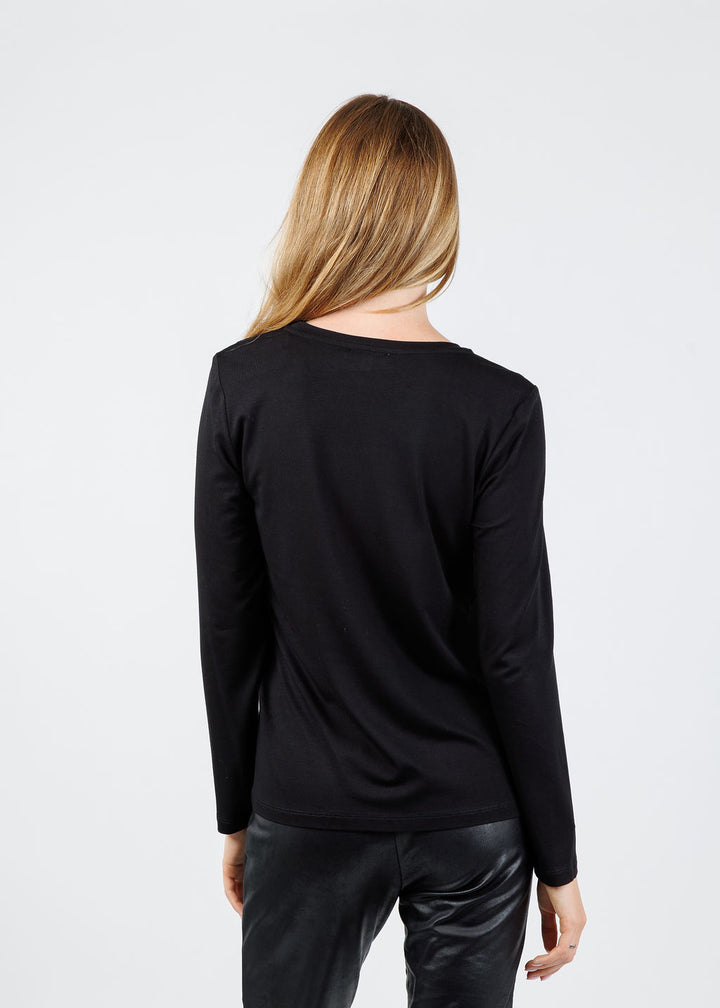 BK Leather Suede Combo Top in Black available at Barbara Katz