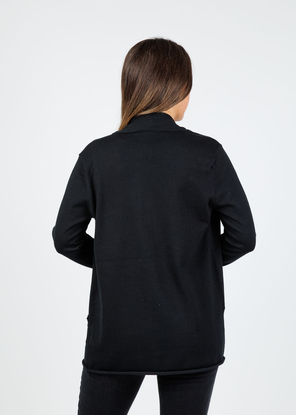BK Libby Long Pocket Cardigan in Black available at Barbara Katz