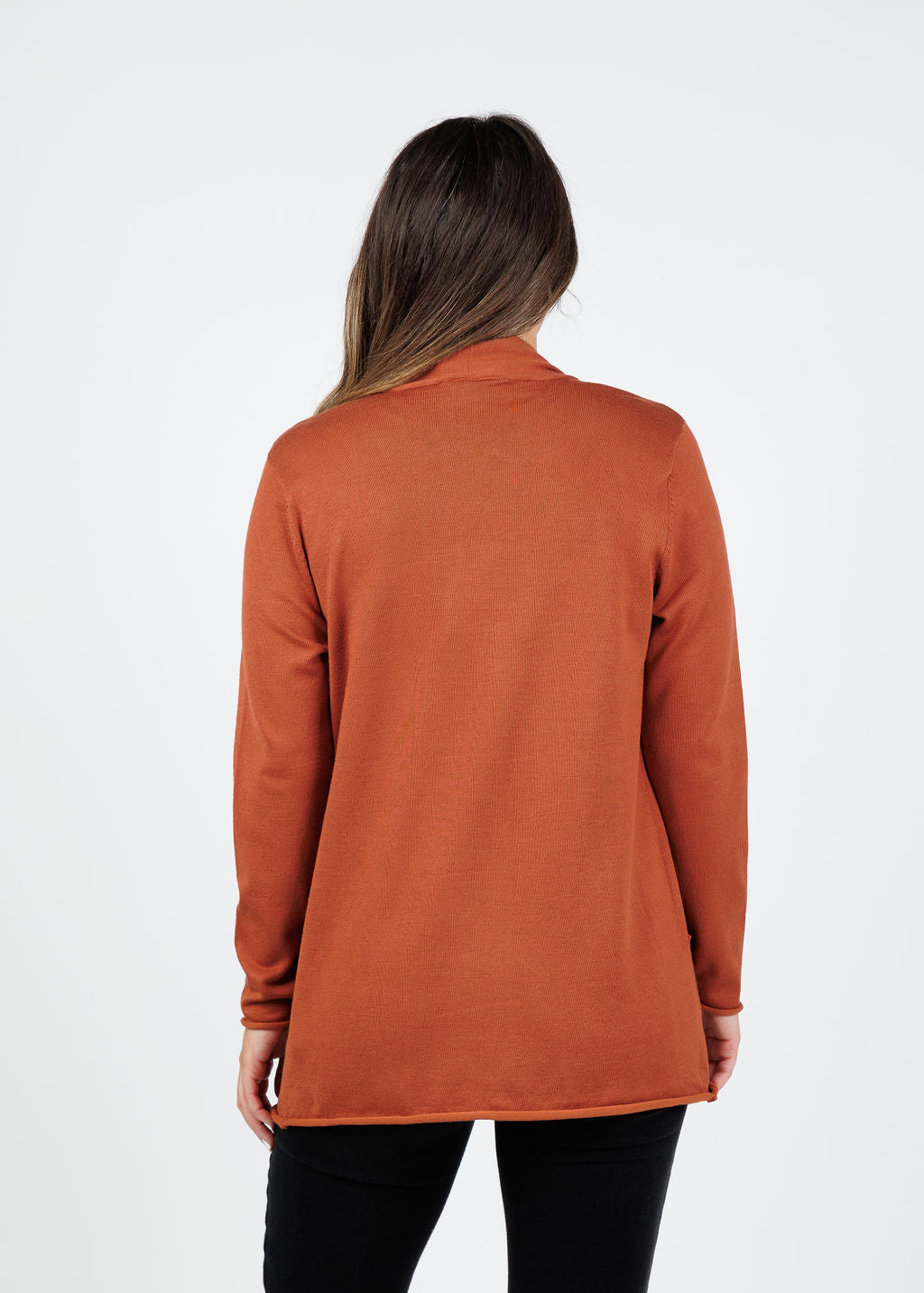 BK Libby Long Pocket Cardigan in Cognac available at Barbara Katz