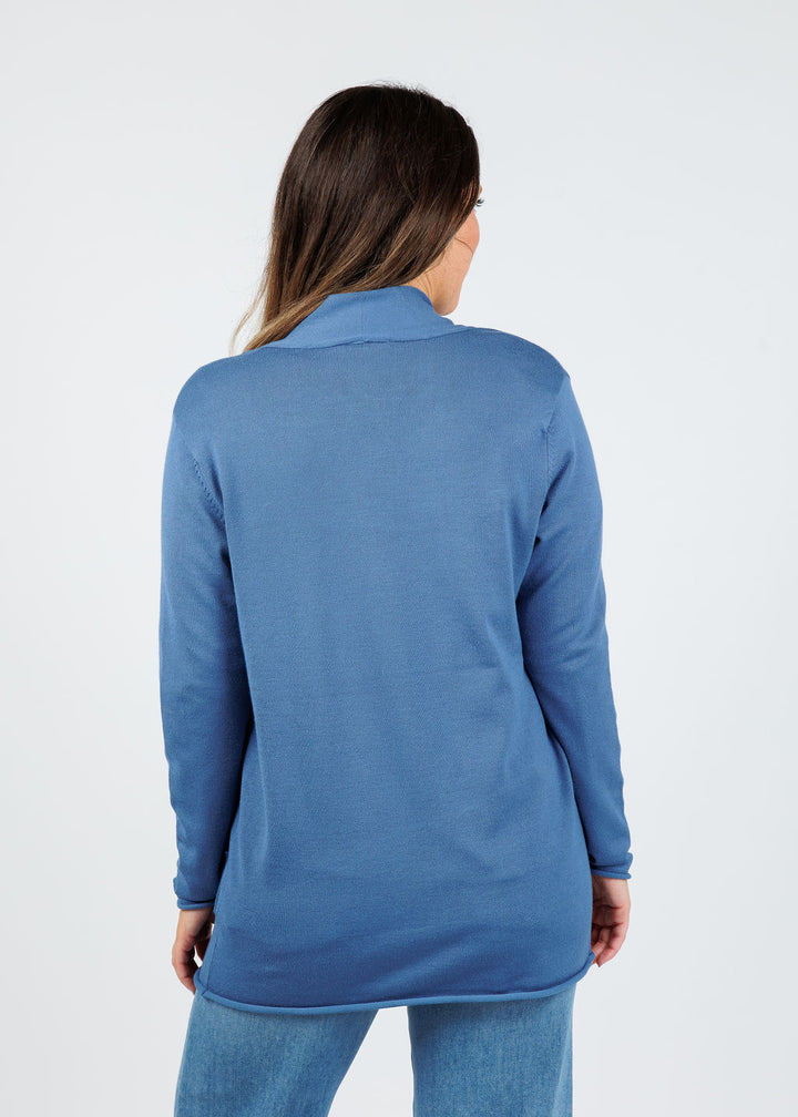 BK Libby Long Pocket Cardigan in Colony Blue available at Barbara Katz